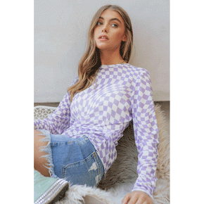 Checkerboard Printed Mesh Top
