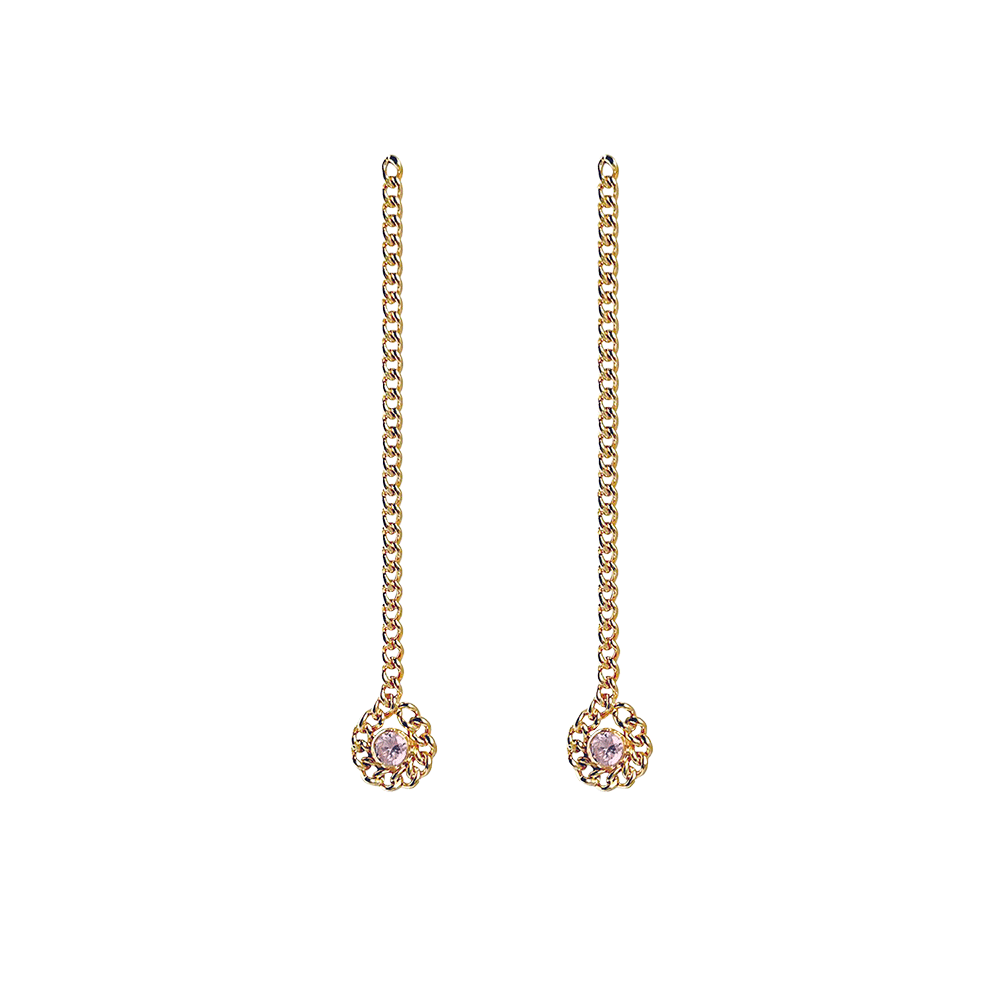 Pink Tourmaline Chain Drops