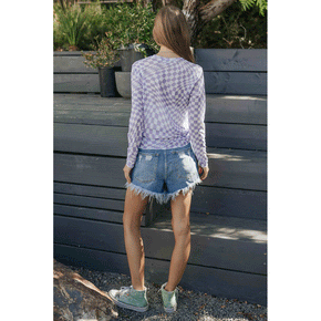 Checkerboard Printed Mesh Top