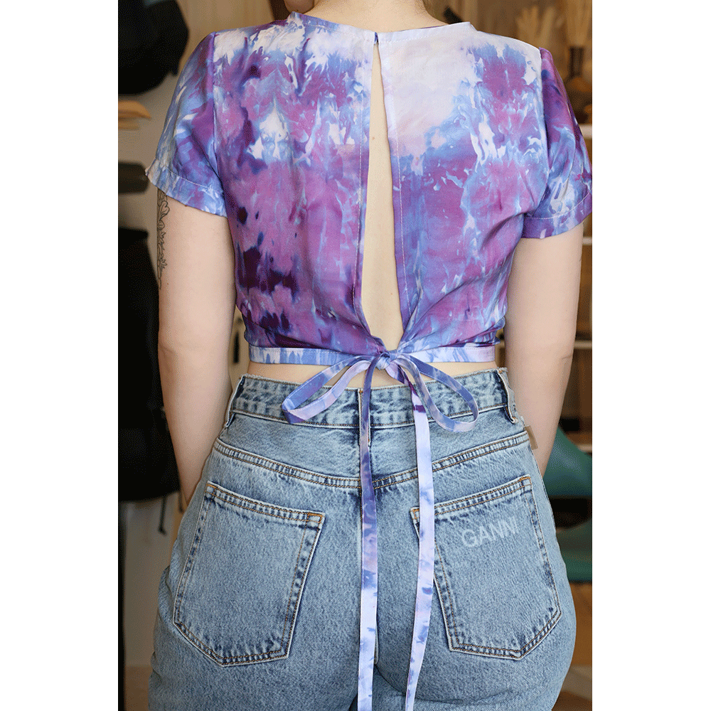 Ice Dyed Silk Cropped Top