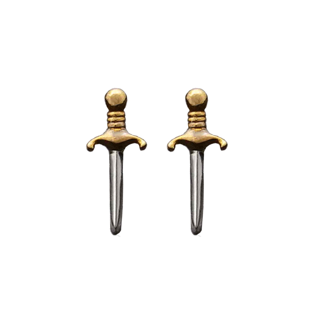 Mixed Metal Mini Dagger Studs